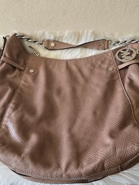 Michael Kors Tan Textured Leather Hobo Shoulder Bag